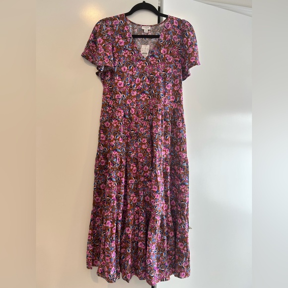 J.Crew Flutter-sleeve tiered midi dress size 8 #BY302 Cottagecore NWT - Picture 2 of 12